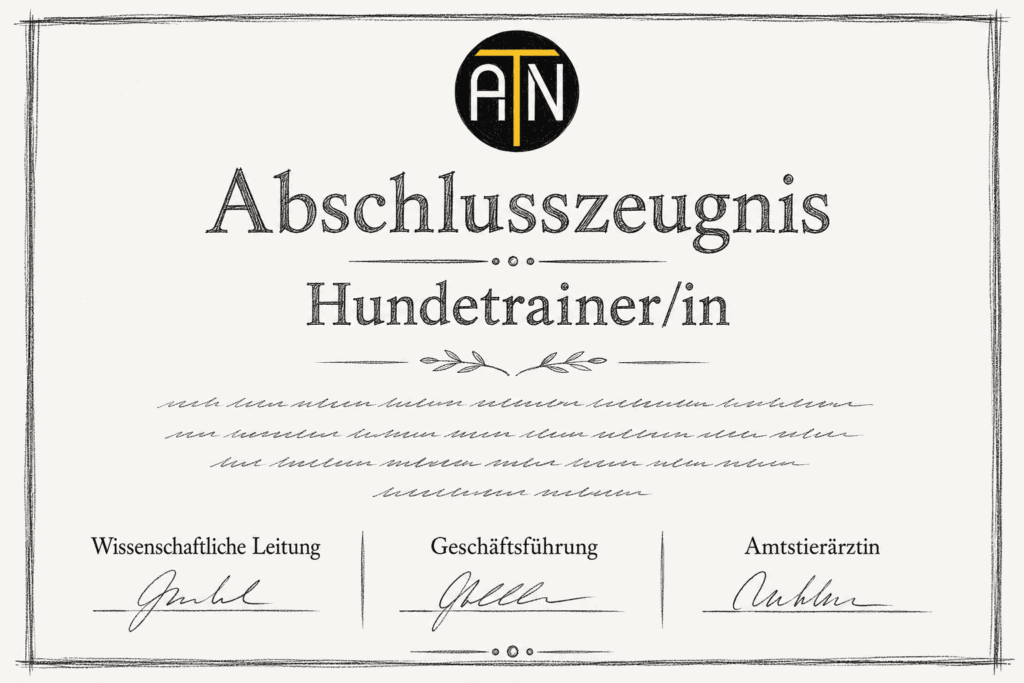 Abschlusszeugnis für Hundetrainer Absolventen ATN - Muster